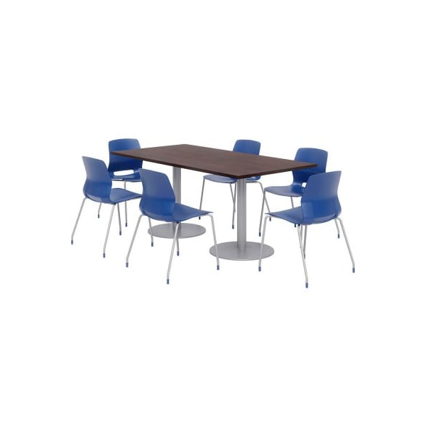 Kfi KFI Table & Chair Set, 72"Lx36"W, Espresso Table With Navy Chairs OLTFL3672RA-B1922-SL-7933K-OL2700-P03 - main